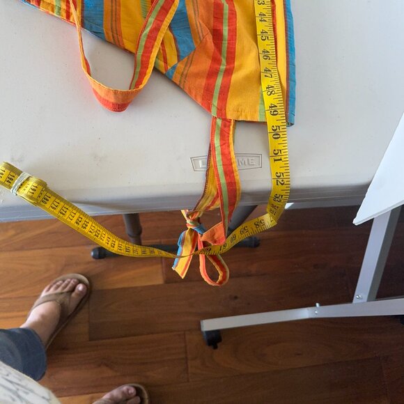 Handmade Women's Long Heavy Cotton Kitchen Chef Apron Multicolor Stripes Adjusta - Picture 3 of 5